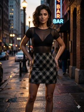 Ardene Plaid Mini Skirt High Waist A-Line Grunge Clueless Style Size S